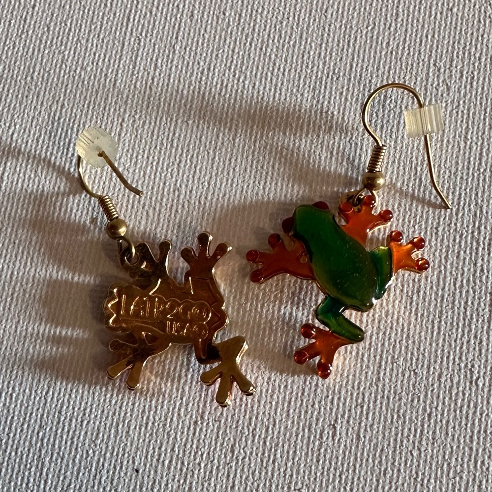 Vintage Lunch At The Ritz Colorful Frog Earrings